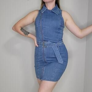 Mebon Denim Bodycon Mini Dress NWT Jean Dress Size M